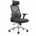 Cadeira de Escritório Ergonómica Giratória Preta com Encosto Alto em Malha, 64 x 64 x 119-129 cm