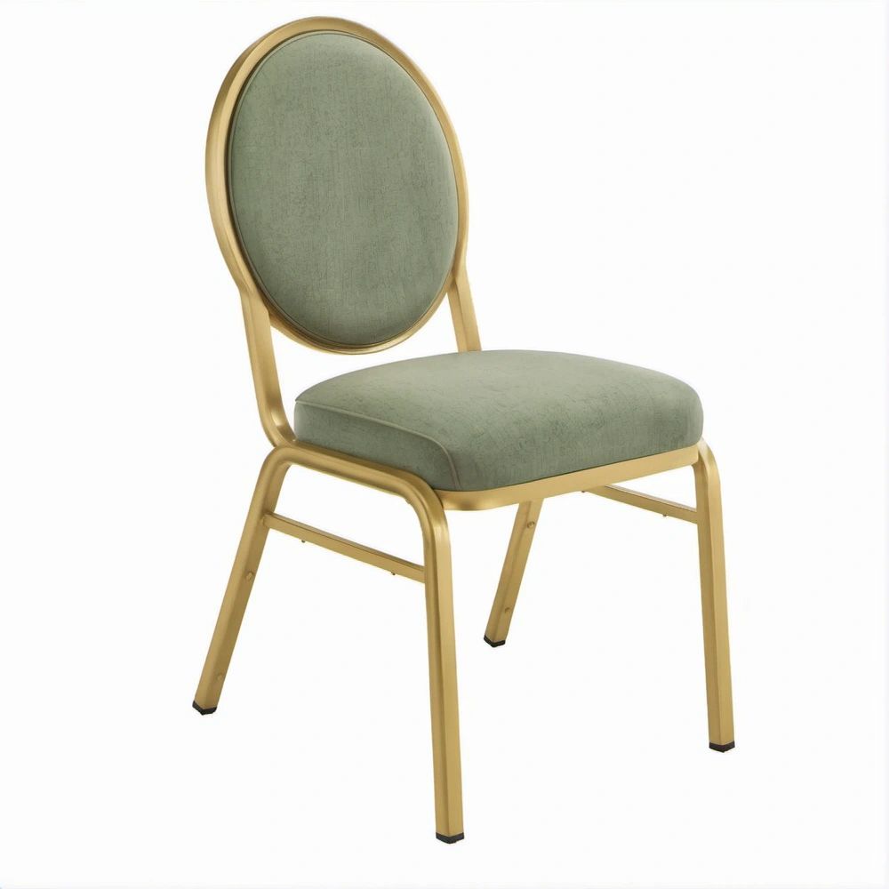 Cadeira de Jantar com Encosto Oval em Veludo Verde-Sálvia e Estrutura Dourada, 45 x 52 x 92 cm
