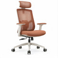 Cadeira de Escritório Ergonómica Giratória Castanha e Branca em Malha, 66 x 66 x 118-128 cm