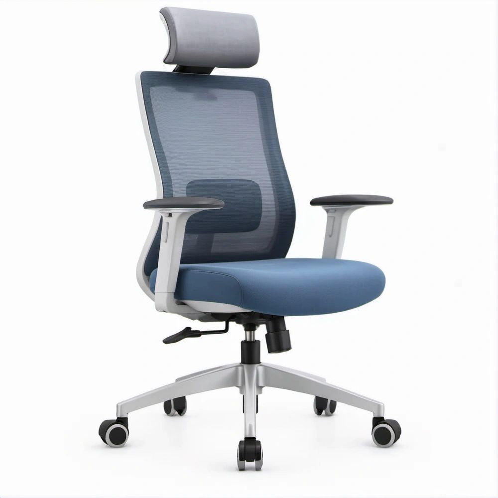 Cadeira de Escritório Ergonómica Giratória Azul, Cinzenta, Preta e Prateada 65 x 65 x 119-129 cm