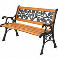 Banco de Jardim para 2 Pessoas em Madeira Maciça Castanho e Ferro Fundido Preto 125 x 60 x 80 cm