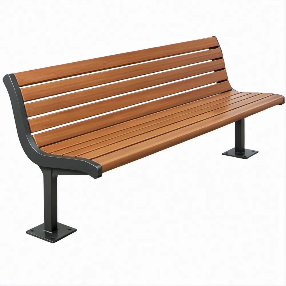 Banco de Exterior em Madeira Composta e Aço Castanho e Preto 180 x 60 x 80 cm