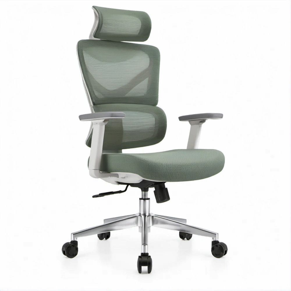 Cadeira de Escritório Ergonómica Giratória em Malha Verde-Cinzento 66 x 64 x 116-126 cm
