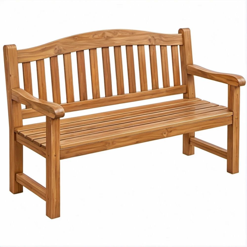 Banco de Jardim de 2 Lugares com Braços em Madeira Maciça de Acácia Castanho-Mel 120 x 65 x 90 cm