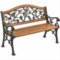 Banco de Jardim Curvo para 2 Lugares em Madeira e Ferro Fundido Castanho e Preto 122 x 62 x 83 cm